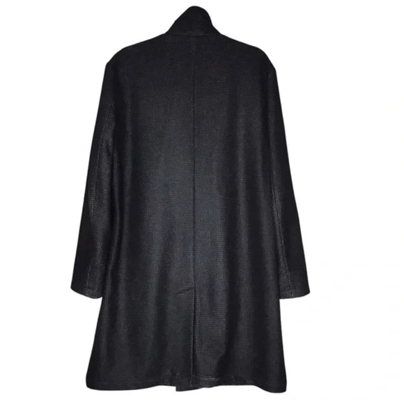 John Varvatos Wool Blend Overcoat Trench Coat Lined Black Grey - Picture 5 of 10